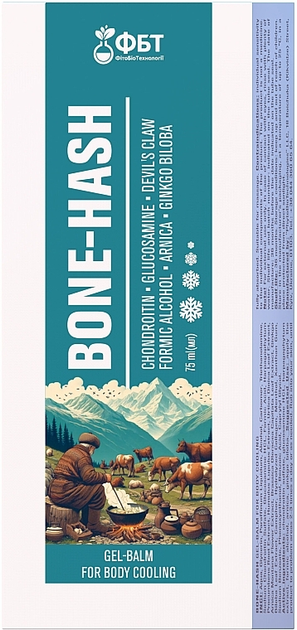 Гель-бальзам для тіла охолоджуючий - ФітоБіоТехнології Bone-Hash Gel-Balm 75ml (1341969-7676811) - зображення 2