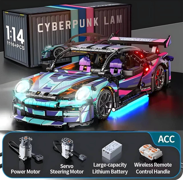 Конструктор Technic Porsche 911 Cyberpunk edition на 1116 деталей 1:14 (J 2017) - зображення 5