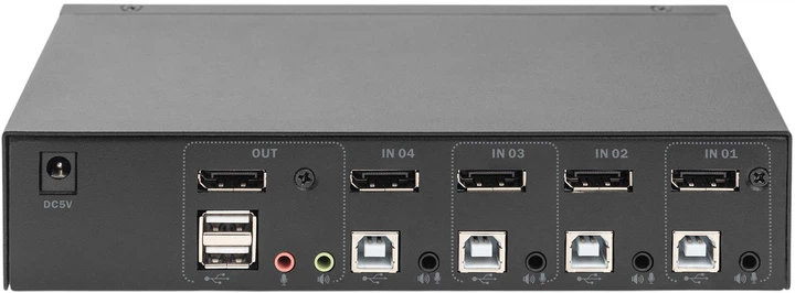 Відеокомутатор DIGITUS KVM 4x1 DP, DP Out, USB, 4Kx2K@60Hz (DS-12891) - зображення 3