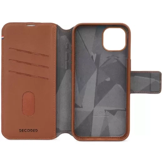 Кожаный чехол-кошелек Decoded Leather Detachable Wallet Case Tan Brown для iPhone 15 Plus (D24IPO15PLDW5TN) - изображение 5