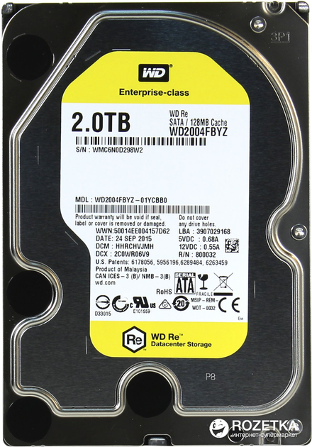Жесткий диск Western Digital Re 2TB 7200rpm 128MB WD2004FBYZ
