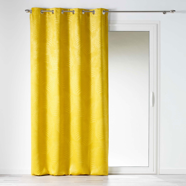 Светонепроницаемая штора Douceur d'intérieur Tropical желтая 140 x 240 ...