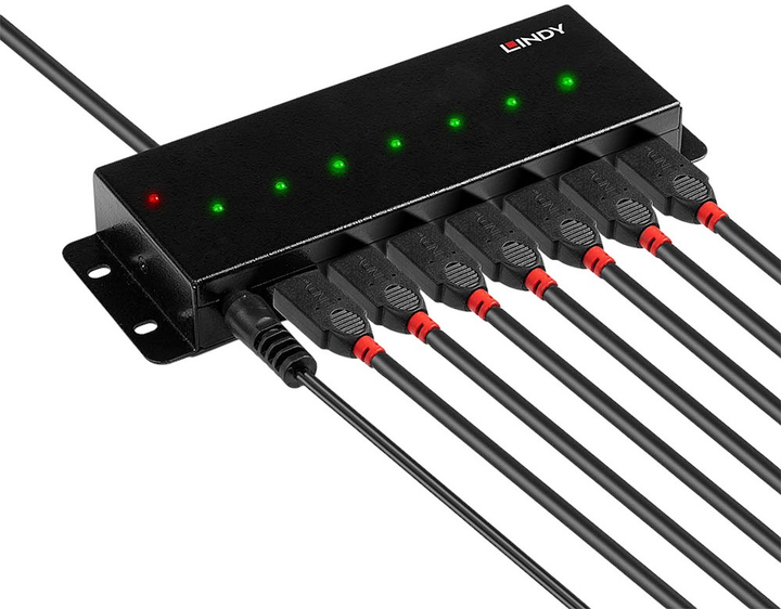 USB-хаб Lindy 7 Port USB 2.0 Metal Black (42794) - зображення 5