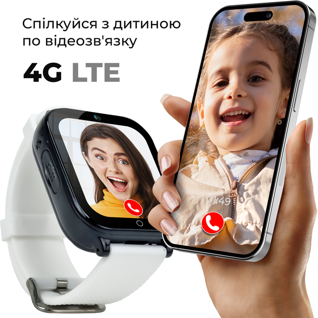 Детские смарт-часы JETIX DF100 Pro c 4G видеозвонком, виброзвонком и влагозащитой IP67 - White - изображение 2