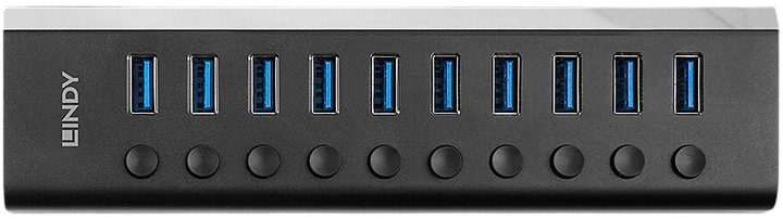 Hub USB Lindy 10 Port USB 3.0 with On/Off Switches Black (43370) - obraz 3