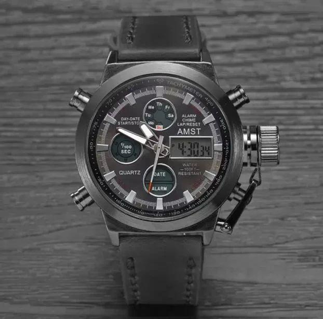 Армейские мужские часы AMST 3003 Black (противоударные с подсветкой) - изображение 4