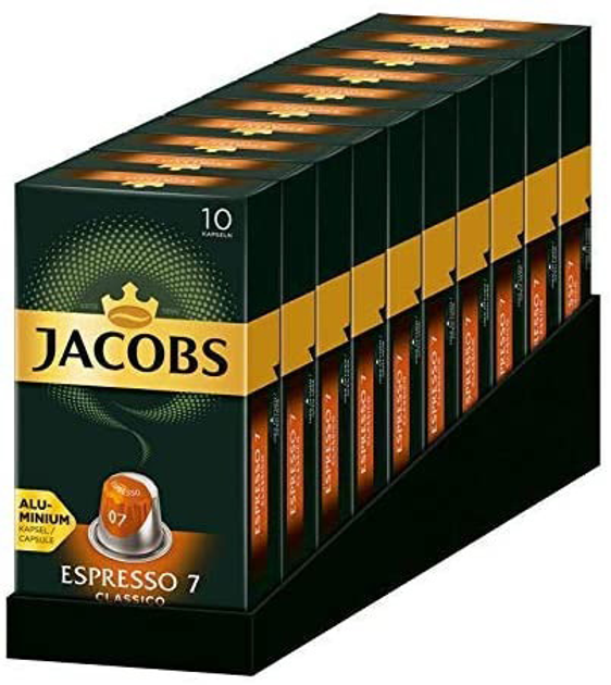 Акція на Упаковка кави меленої в капсулах Jacobs Espresso 7 Classico сумісні з Nespresso 10 пачок x 10 шт від Rozetka