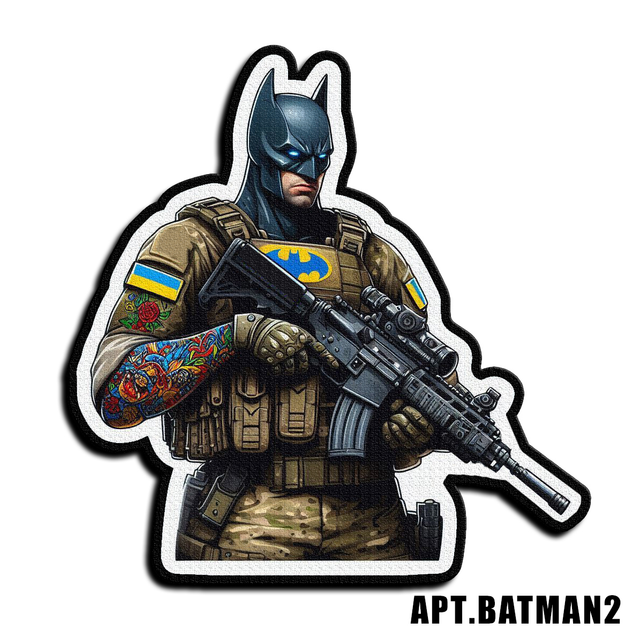 Військовий шеврон Shevron.patch супергерой Бетмен з автоматом на липучці (BATMAN2) - зображення 1