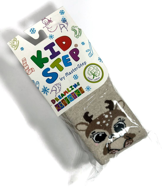 Дитячі махрові колготки KidStep Олень 104-110 см Бежевий 