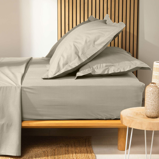 Prześcieradło Douceur d'interieur Biolina na gumce z organicznej bawełny taupe 90 x 190 cm (3574386443395) - obraz 4
