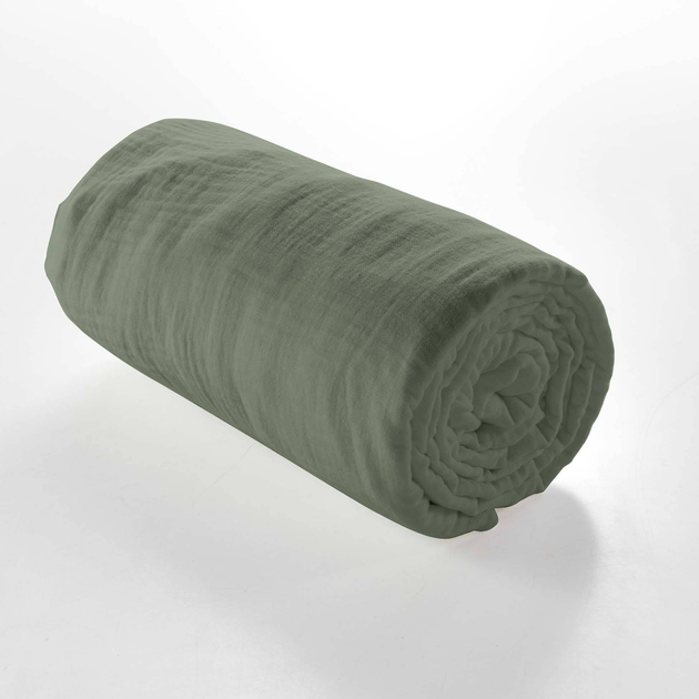 Prześcieradło Douceur d'interieur Angelia muślinowe na gumce khaki 140 x 190 cm (3574386448192) - obraz 5