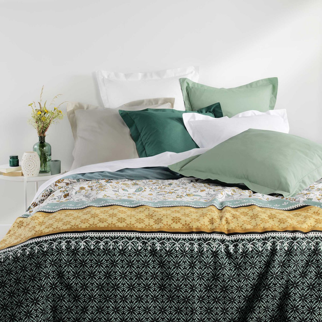 Prześcieradło Douceur d'interieur podwójne z organicznej bawełny zielone 180 x 290 cm (3574386443760) - obraz 4