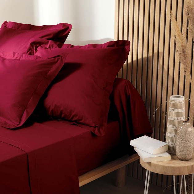 Простирадло Douceur d'interieur Biolina з органічної бавовни Бордове 240 x 300 см (3574386443814) - зображення 3