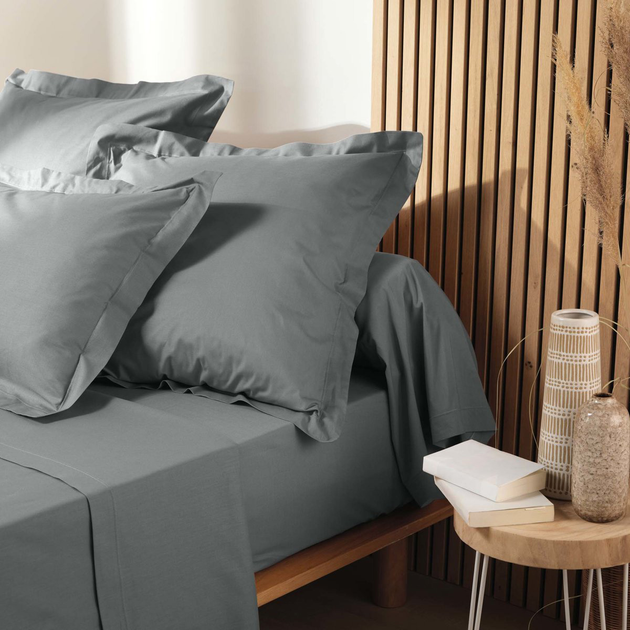 Prześcieradło Douceur d'interieur Biolina z organicznej bawełny szare 240 x 300 cm (3574386443807) - obraz 3