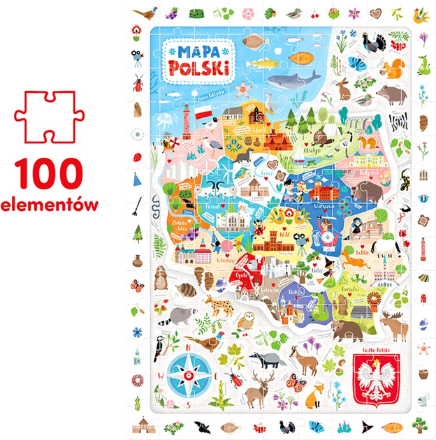 Puzzle CzuCzu Obserwacyjne puzzle Mapa Polski 100 elementów (5902983493198) - obraz 5