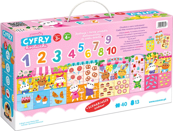 Puzzle CzuCzu Cyfry Króliczki 40 elementów (5902983493372) - obraz 5