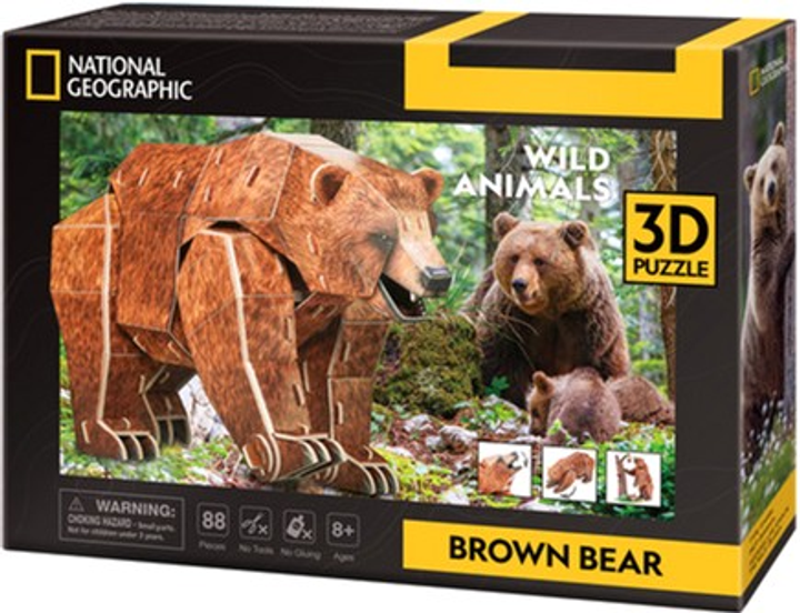 Пазли 3D Cubic Fun National Geographic Дикі тварини Коричневі ведмеді 86 елементів (6944588210960) - зображення 1