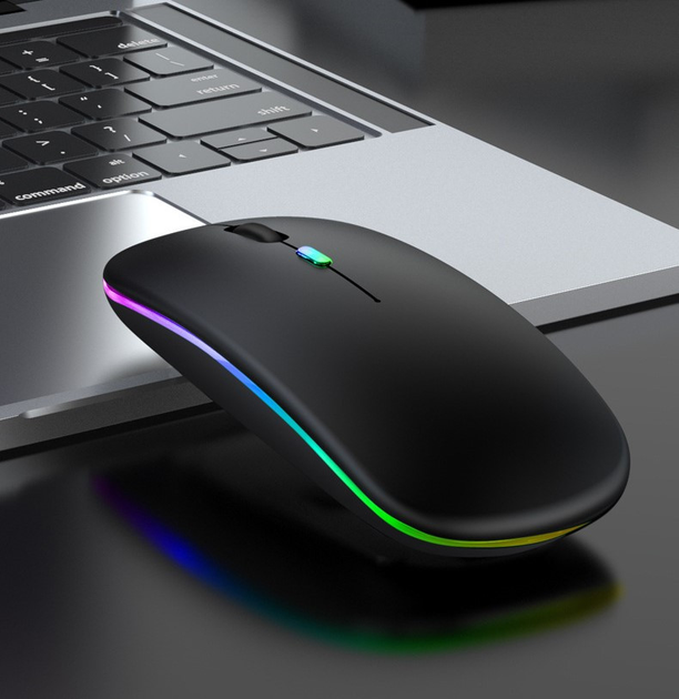 Беспроводная мышь Bluetooth 5.2/2.4Ghz USB, подсветка RGB, аккумулятор, Черный - изображение 9