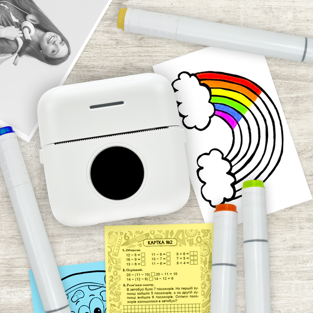 Портативный термопринтер JETIX Mini Printer Student + 5 рулонов самоклеящейся бумаги в комплекте - изображение 6