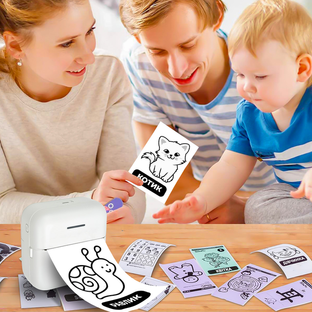 Портативный термопринтер JETIX Mini Printer Student + 5 рулонов самоклеящейся бумаги в комплекте - изображение 7