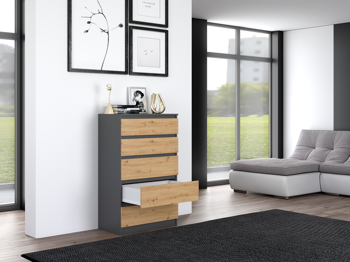 Комод Topeshop M5 70 x 40 x 112 см Anthracite/Artisan (5904507201463) - зображення 3