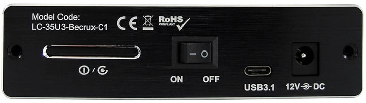 Kieszeń zewnętrzna LC-Power LC-35U3-Becrux-C1 USB 3.1 Gen 2 Type-C 3.5" Black - obraz 3