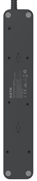 Мережевий фільтр-подовжувач RZTK Power Strip Pro 5 + 2 USB-A + USB-С (PD20W) Black 2 м - зображення 17
