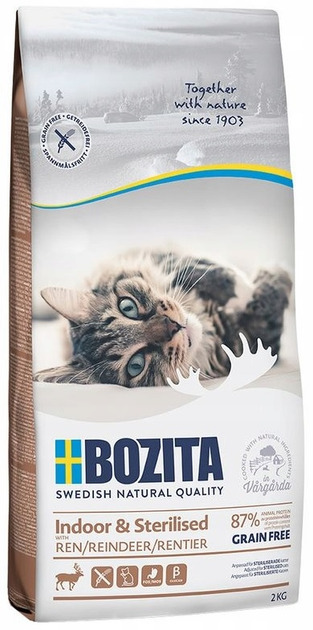 Sucha karma dla sterylizowanych kotów Bozita Indoor & Sterilised Reindeer 2 kg (7311030312210) - obraz 1