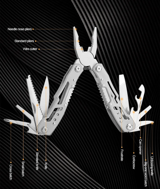 Мультитул плоскогубцы 14в1 Kemey №1252 - изображение 9