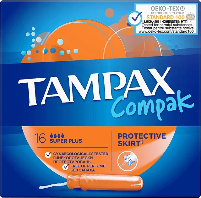 Гигиенические тампоны с аппликатором Tampax Compak Super Plus 16шт (632416-534856-2) - Фото 1 Гигиенические тампоны с аппликатором Tampax Compak Super Plus 16шт (632416-534856-2) - изображение 1
