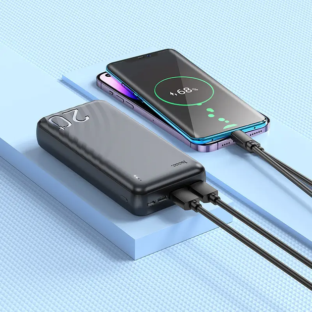 Powerbank Hoco J123A 20000 mAh Type-C / microUSB Чорний G-10821 - Фото 4 Powerbank Hoco J123A 20000 mAh Type-C / microUSB Чорний G-10821 - изображение 4