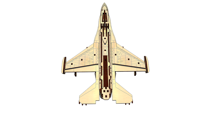 3D Пазл Деревянный Конструктор Pazly Самолёт F-16 с Подставкой 93 деталі - Фото 4 3D Пазл Деревянный Конструктор Pazly Самолёт F-16 с Подставкой 93 деталі - изображение 4
