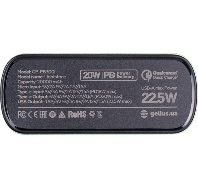 Додаткова батарея Gelius Lightstone GP-PB300i 20000mAh QC+PD 22.5W Green - зображення 8