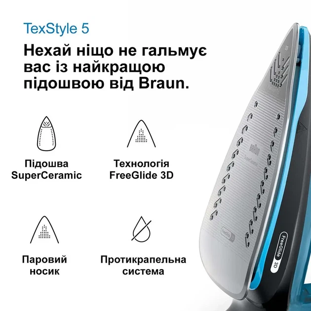 Утюг BRAUN TexStyle 5 SI5256BL - Фото 6 Утюг BRAUN TexStyle 5 SI5256BL - изображение 6