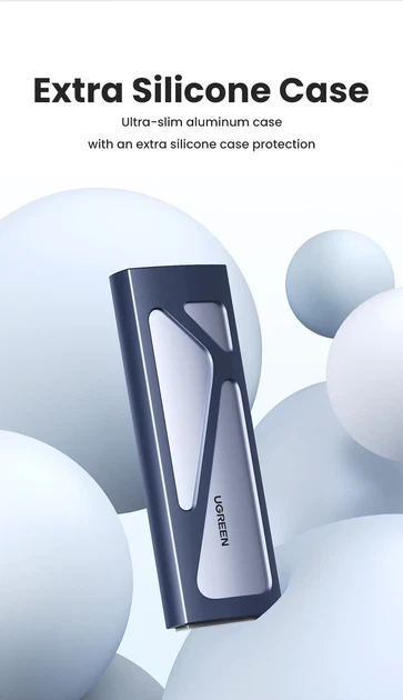 Внешний корпус UGREEN карман для жесткого диска M.2 NVMe SSD 10 Гбит/с USB Grey (CM578) - изображение 9