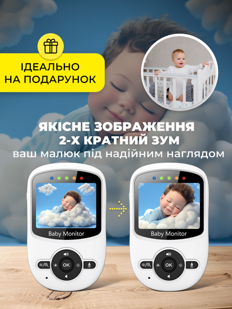 Видеоняня беспроводная цифровая baby monitor SM-24 A1 радионяня с поворотной камерой экраном 2.4 Дм и микрофоном на аккумуляторе 950 mAh (BM-950) - изображение 5