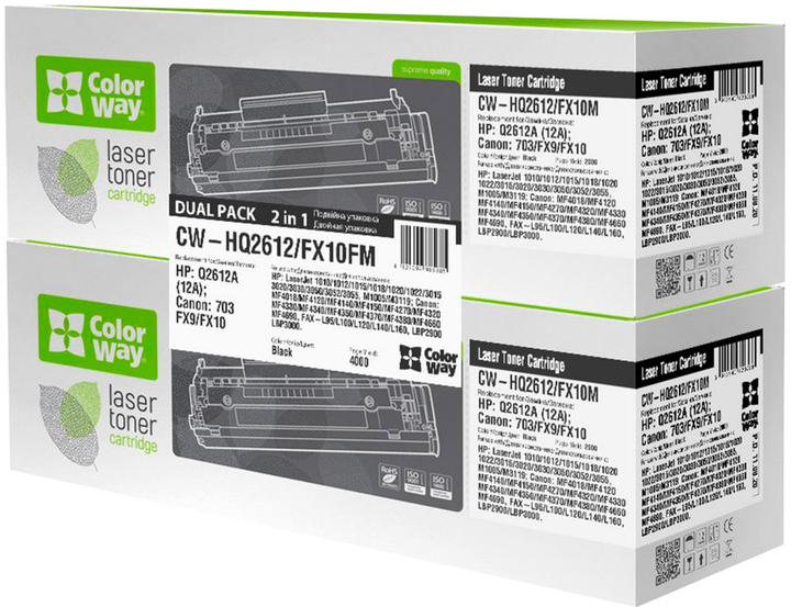 Картридж ColorWay HP Q2612AF, Canon FX-10 Universal Dual Pack (2шт) (CW ...