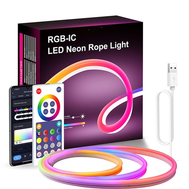 Гнучкий неон USB 5 метрів. Смарт Neon RGB-IC кольоровий керування з ...