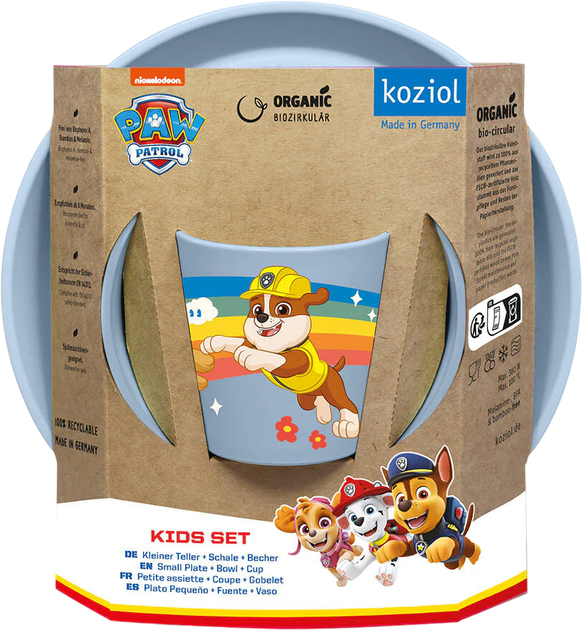 Набір дитячого посуду Koziol Connet Paw Patrol Organic 3 предмети Світло-блакитний (4002942674710) - зображення 2