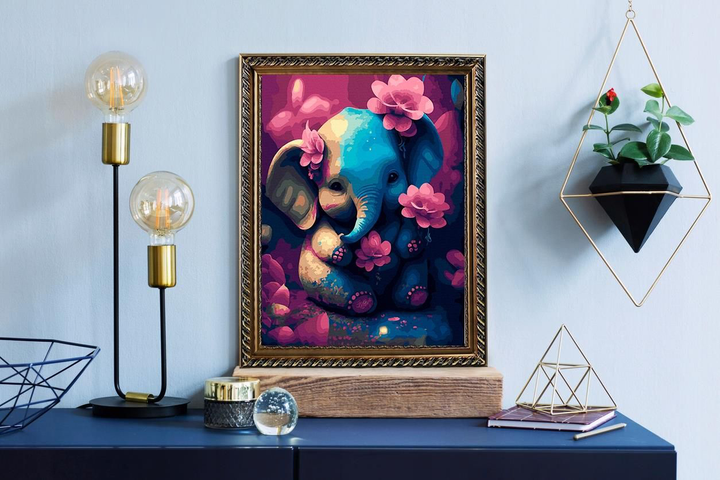 Malowanie po numerach Twoje Hobby Słoń z kwiatami 40 x 50 cm (7427298505100) - obraz 4