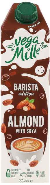 Напій мигдальний Vega Milk Barista TGA з соєю 0.95 л (4820016255289) - зображення 1