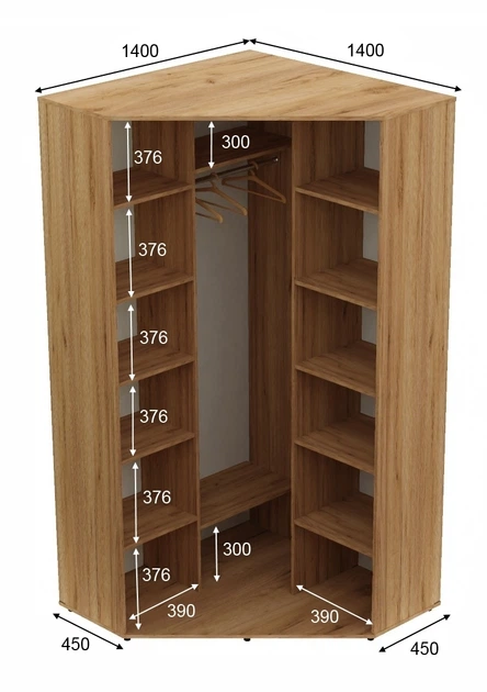 Шафа-купе дводверна кутова Алекса 140*140*230 Дуб крафт золотий ДСП/Дзеркало з піскострумним малюнком Угол-4 - зображення 2