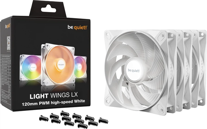Набір вентиляторів be quiet! Light Wings LX 120mm PWM High-Speed ​​PWM White Triple Pack (BL125) - зображення 3