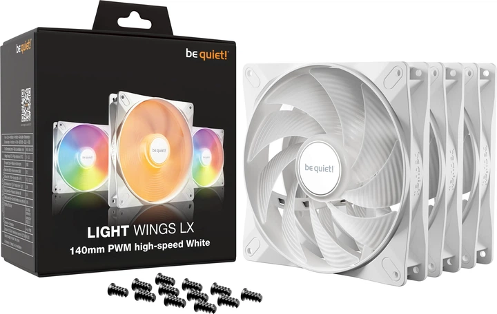 Zestaw wentylatorów be quiet! Light Wings LX 140mm PWM High-Speed ​​PWM White Triple Pack (BL131) - obraz 3
