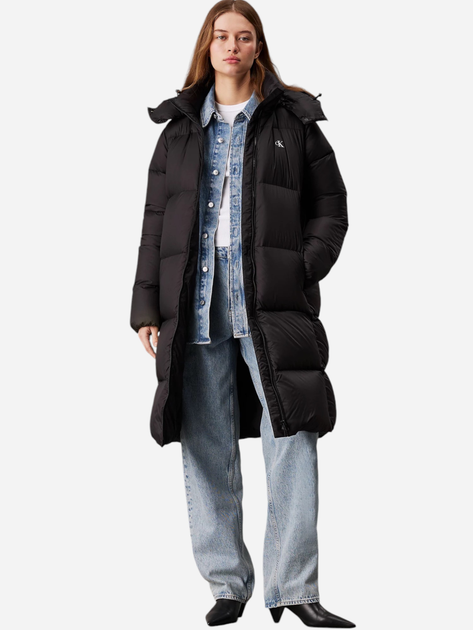Куртка зимова довга жіноча Calvin Klein J20J224109-BEH S Чорна (8720639433537) - зображення 3
