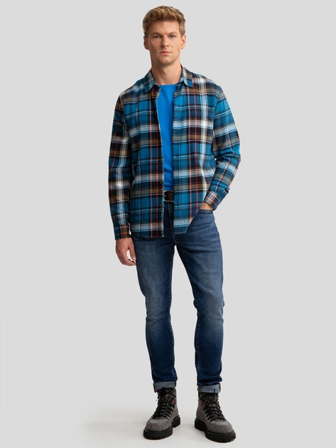 Сорочка бавовняна чоловіча Big Star Fileso 401 2XL Синя (5900714792442) - зображення 3