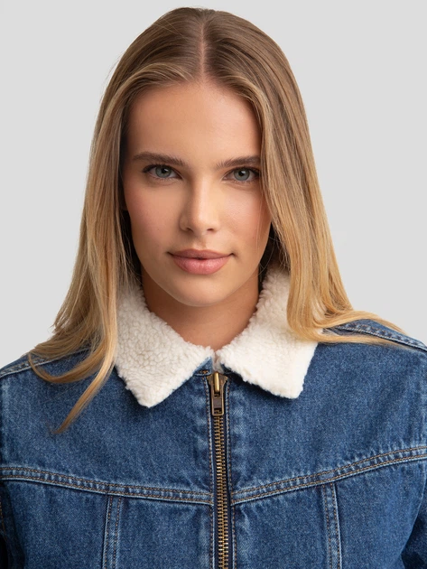 Kurtka jeansowa damska z futerkiem ocieplana Big Star Freya 768 M Granatowa (5900714787752) - obraz 6