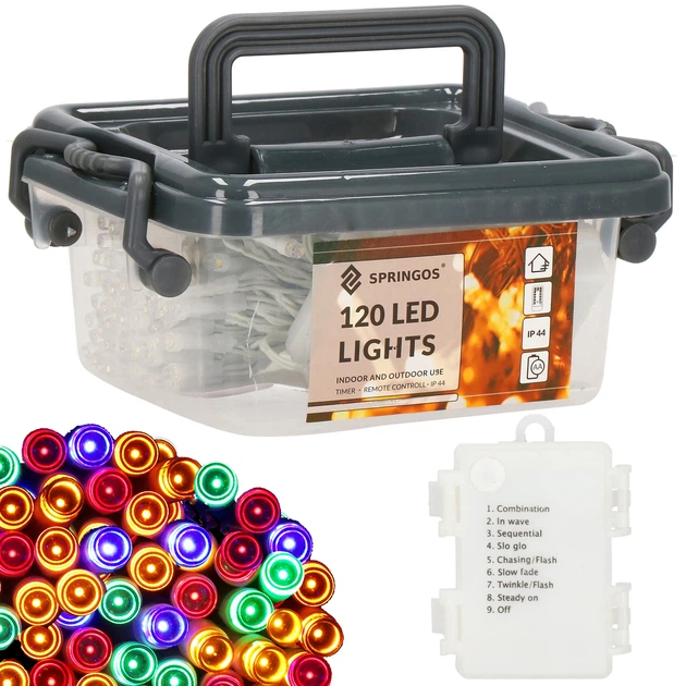 Гирлянда на батарейках Springos 9 м 120 LED CL0173 Mix - Фото 18 Гирлянда на батарейках Springos 9 м 120 LED CL0173 Mix - изображение 18