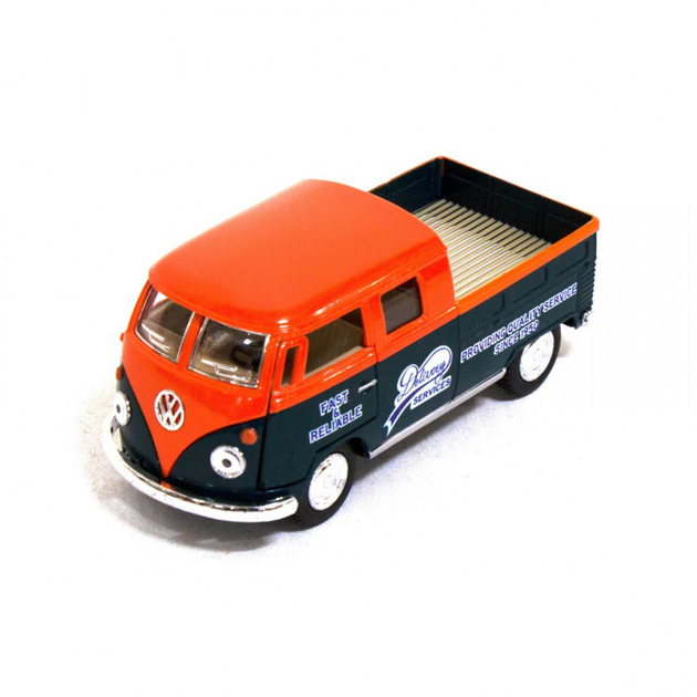 Детская модель машинки Volkswagen Bus Double Cab Pickup Delivery 1963 Kinsmart KT5396W инерционная, 1:34 (Orange) - изображение 2