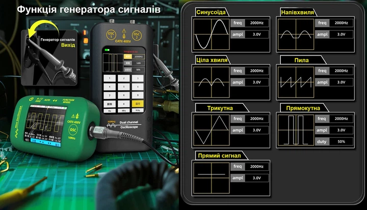 Двухканальный цифровой осциллограф BSIDE O2 с генератором сигналов - изображение 7